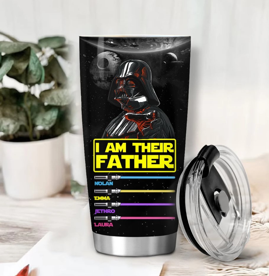 I Am Their Father Personalized Tumbler Star Wars Father Tumbler Custom Tumbler With Lightsabers Daddy Tumbler